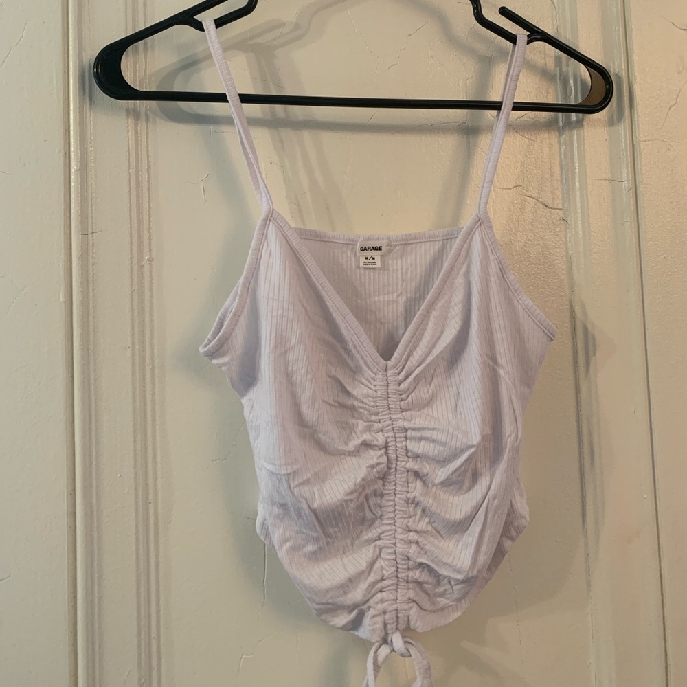 Ruched front tie tank